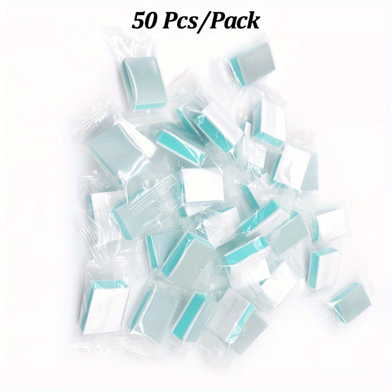 Image of 50pcs/pack Independent Packaging Green-white Double-sided Sandpaper Mini Nails Polish Block Soft Manicure Nails Art Tools Grit 600/3000 For Nails Practice/repair/salon