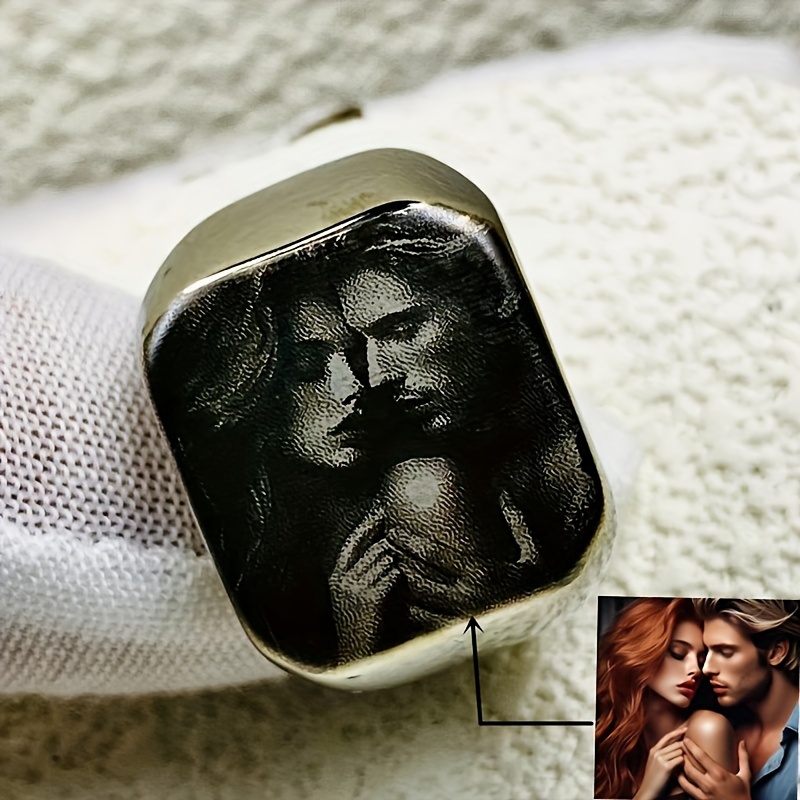 

Custom Engraved Photo Ring - Personalized Stainless Steel Band For Couples, Family & Friends - Perfect For Birthdays, Weddings, Graduations & Christmas Gifts