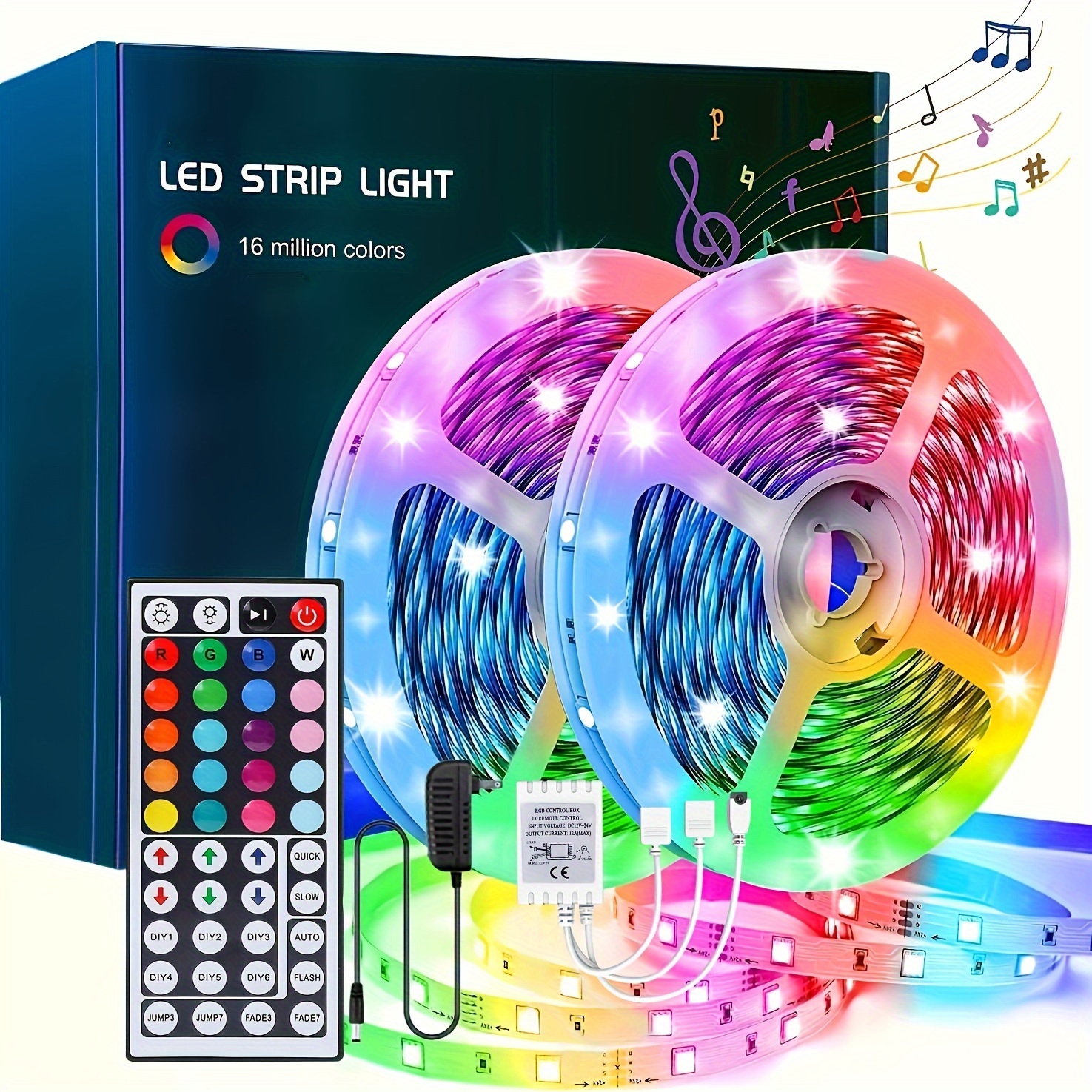 33FT 100FT 130FT 200FT Led Lights For Bedroom Color Changing Led Strip Lights With 44 Key Remote And Power Supply Led Lights Strip For Home Decoration