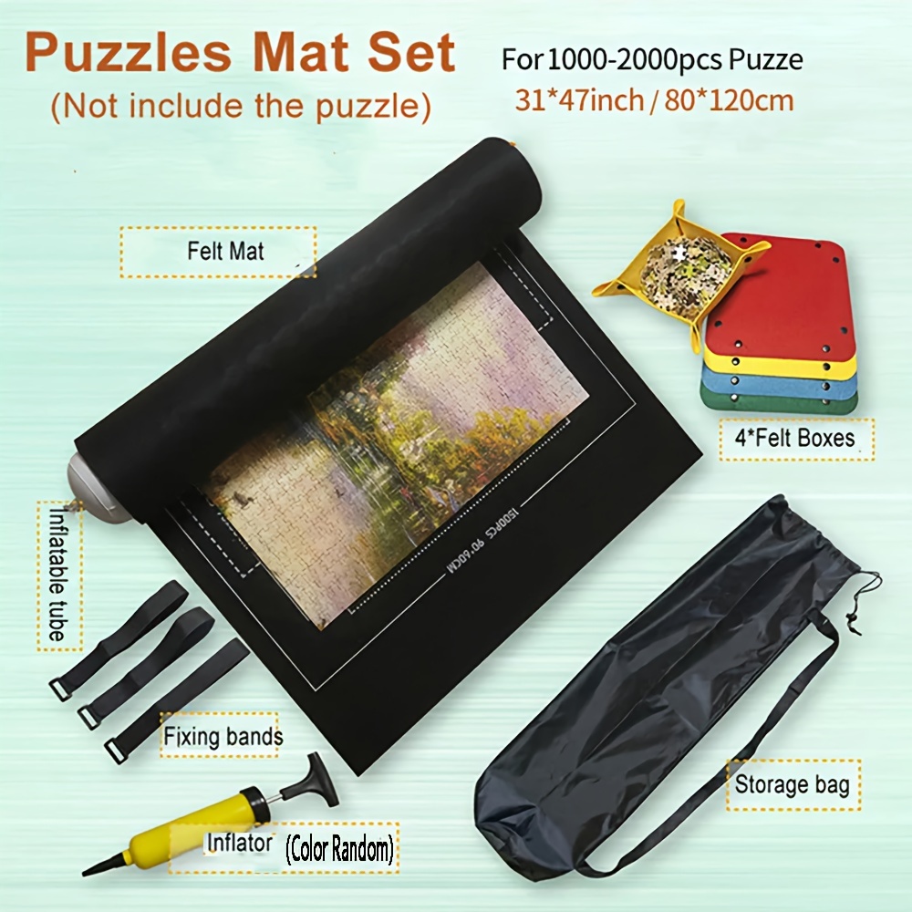  Puzzle Mat Roll Up Puzzles Board for Jigsaw Up to 2000, 1500,  1000, 500 Pieces Large Portable Table Saver Mats Puzzle Keeper Cover with  Sorter Trays Storage Bag Kit Holder Organizer