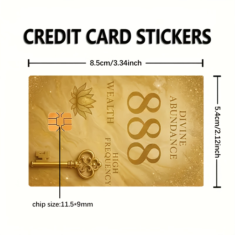 Golden 888 Pattern Sticker Credit Card Sticker Used For Ebt, Transportation, Keys, Credit Cards, Debit Cards, Card Skins, Protect Bank Cards, No Bubbles, High Quality, Suitable For Small Chip Cards