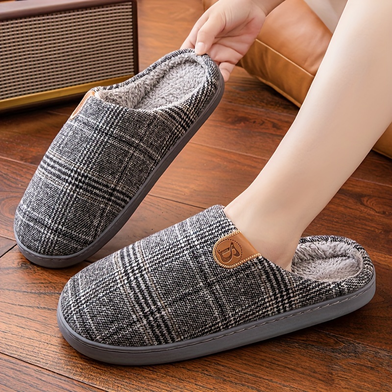 

Unisex-adult Slippers - Casual Fabric Slip-on With Warm Fleece Lining, Tpr Sole, Cozy Indoor Footwear For All