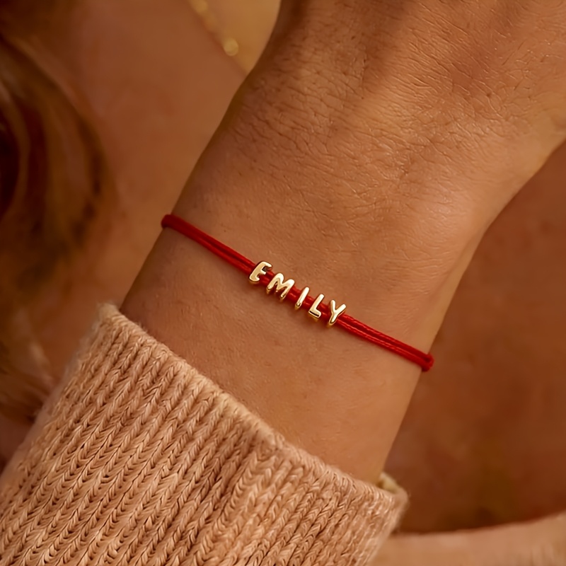 TEMU Bracciale con personalizzato a lettere bubble, ciondolo con 3D a palloncino, da donna boh矇mien, regalo per fidanzata, per l'uso , regalo unisex
