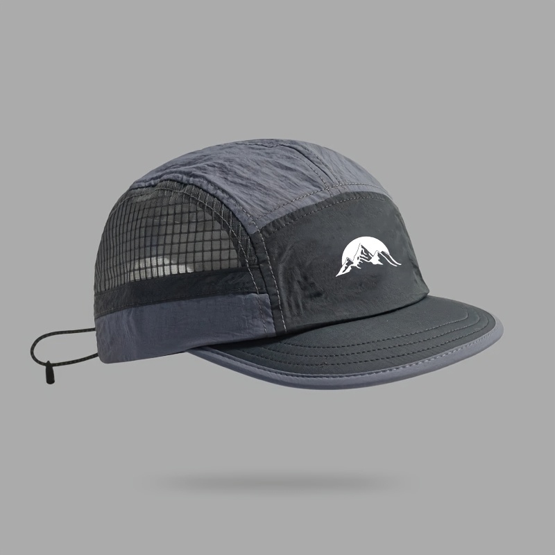 E-shop Herren Outdoor Fünfteiliger Sonnenhut, Atmungsaktives Mesh Schnelltrocknend Verstellbare Baseballkappe, Leichte Wander- und Campinghut