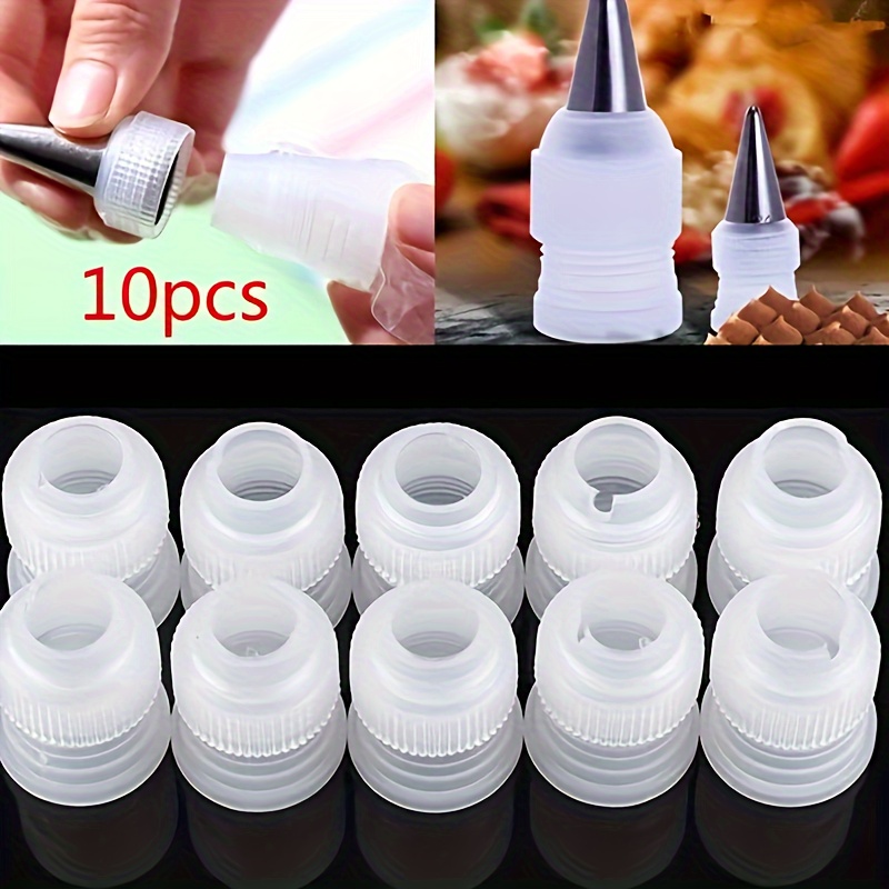 Image of 10pcs Cake Pastry Tool Coupler Adaptor | Plastic Converter For Connecting Pipping Tips And Bags, Suitable For Contact, Ideal For Thanksgiving, Easter, Halloween, Hanukkah, Christmas