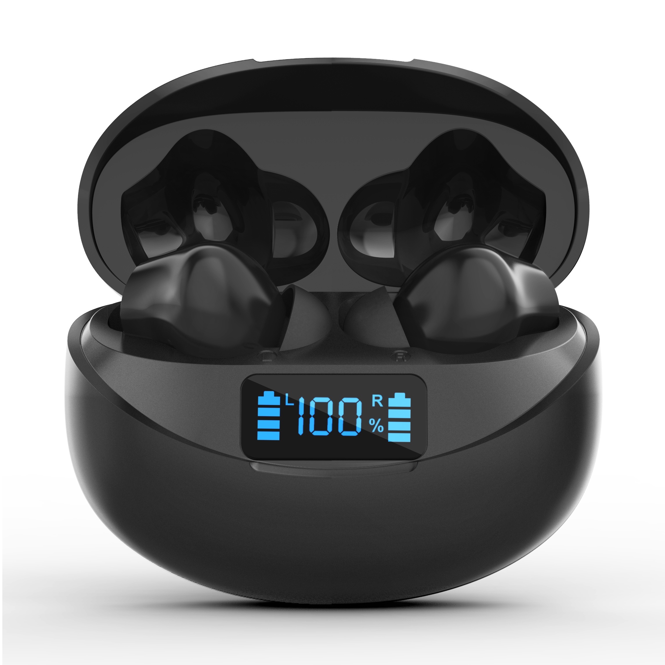 Fones de ouvido estéreo sem fio verdadeiros, fones de ouvido com cancelamento de ruído TWS, fone de ouvido esportivo à prova d'água, fones de ouvido com controle de toque e estojo de carregamento LED_voghion.com