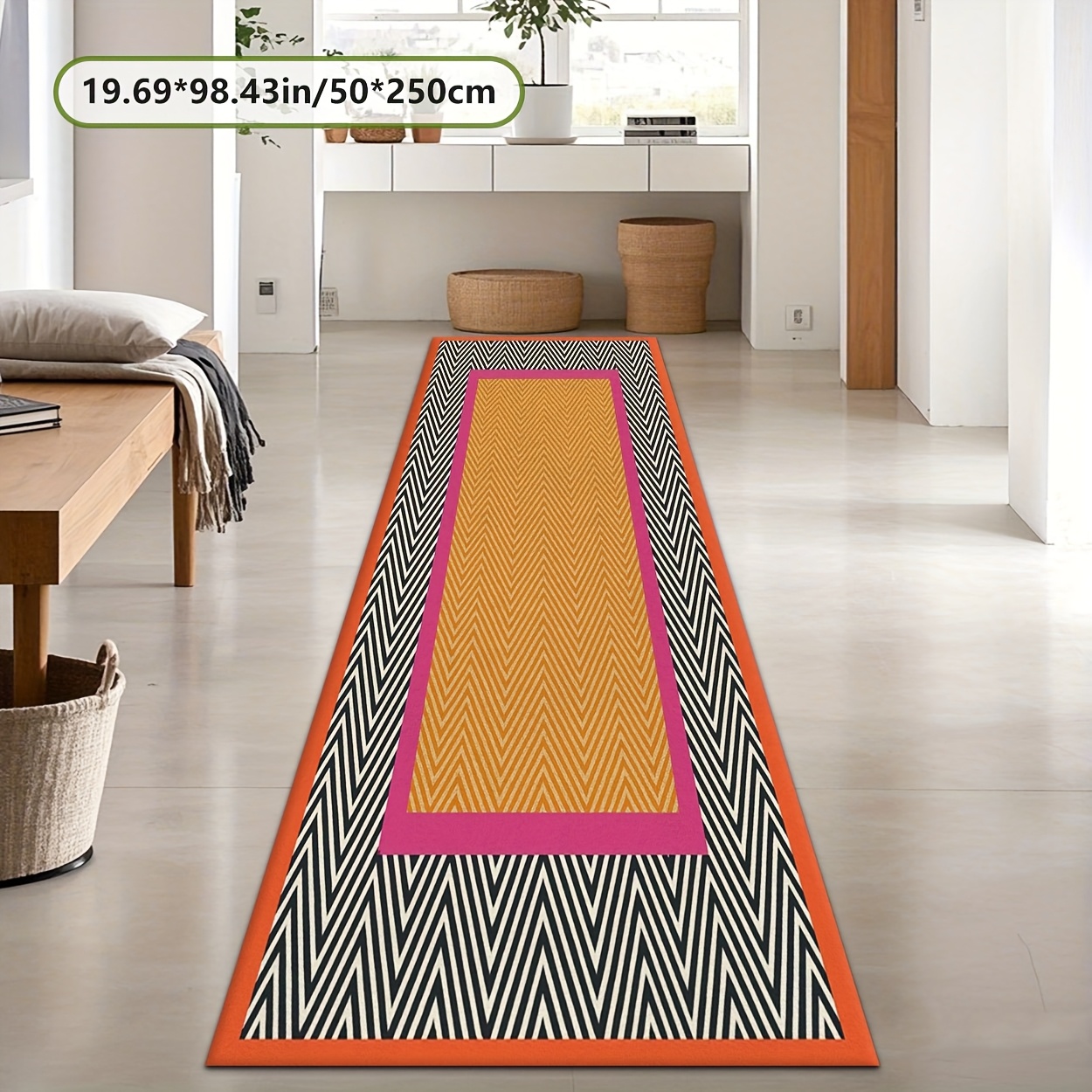TEMU [velvet And Pointed Base] Long Strip Carpet, Border Pattern Rug, Fashion Home Decor Commercial Decor Carpet, Living Room Carpet Sofa Mat Bedroom