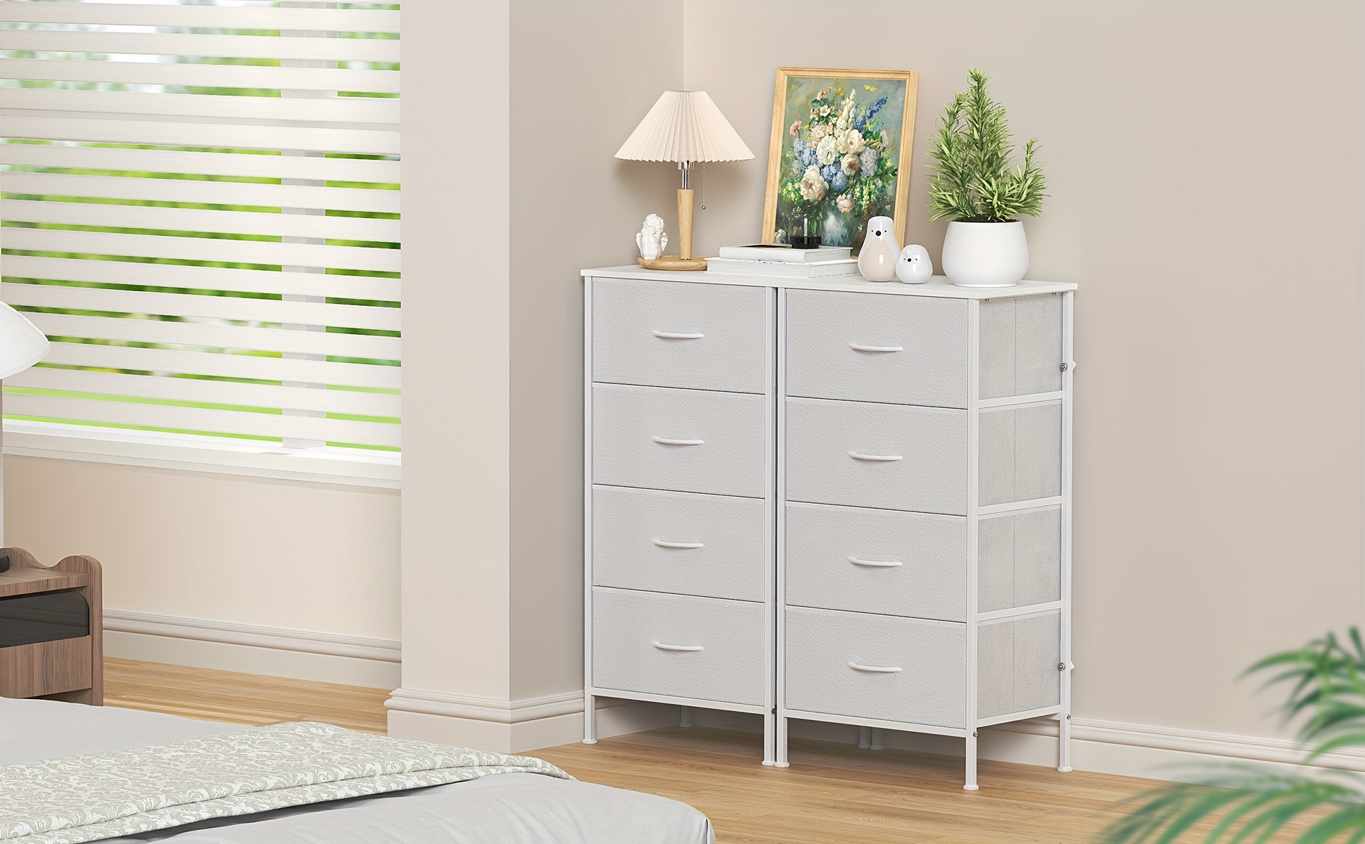 [Spacious Chest Of Drawers] Spacious 4-Drawer Chest Of Drawers with Metal Frame & MDF Wooden Top | Adjustable Feet, Anti-Tip Safety, Storage Unit for Bedroom Or Living Room (45x30x91cm/ 17.7x11.8x35.8inch)