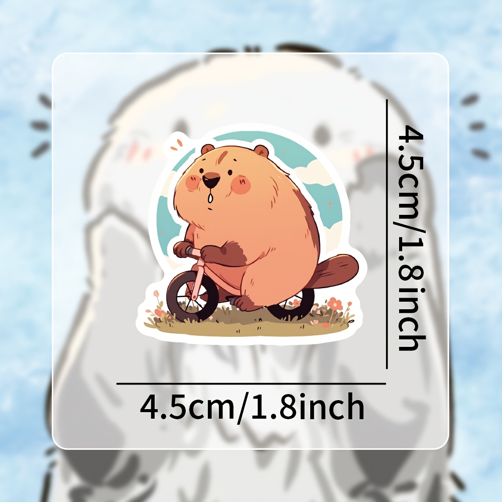 55 sheets cute and   furry beaver stickers healing soft animal creative doodle suitable for phone case laptop water cup tablet decoration pvc removable no  