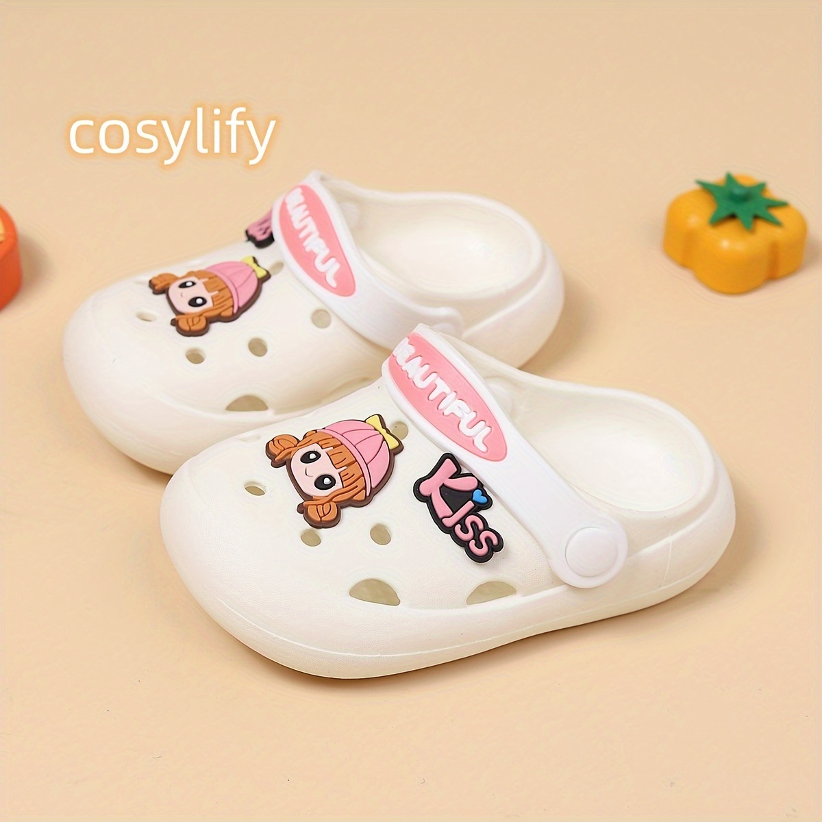 Toddler Girls Cartoon Slip-On Platform Clogs with Charms