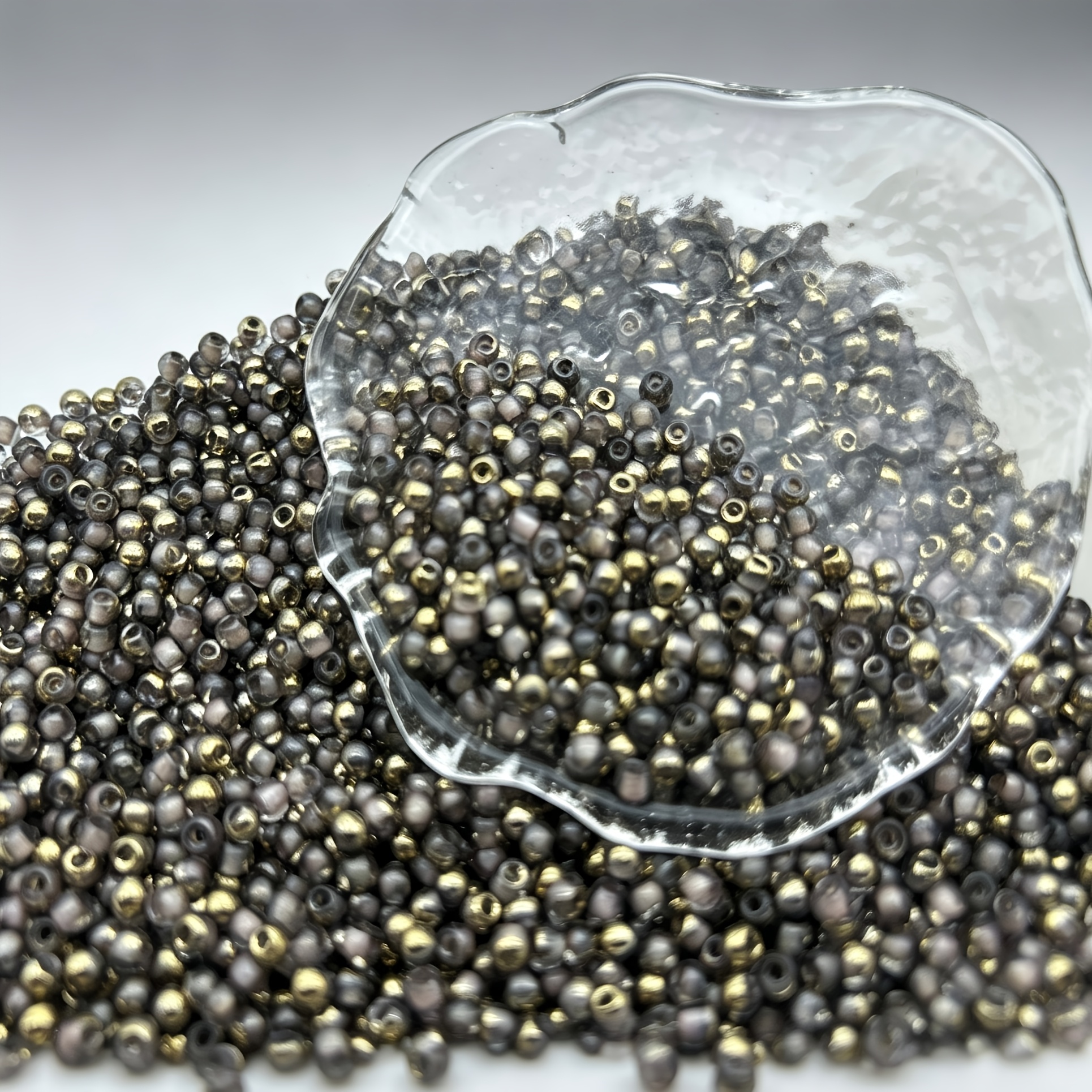 380pcs Half-Golden Artificial Jade Beads, Round Spacer Beads