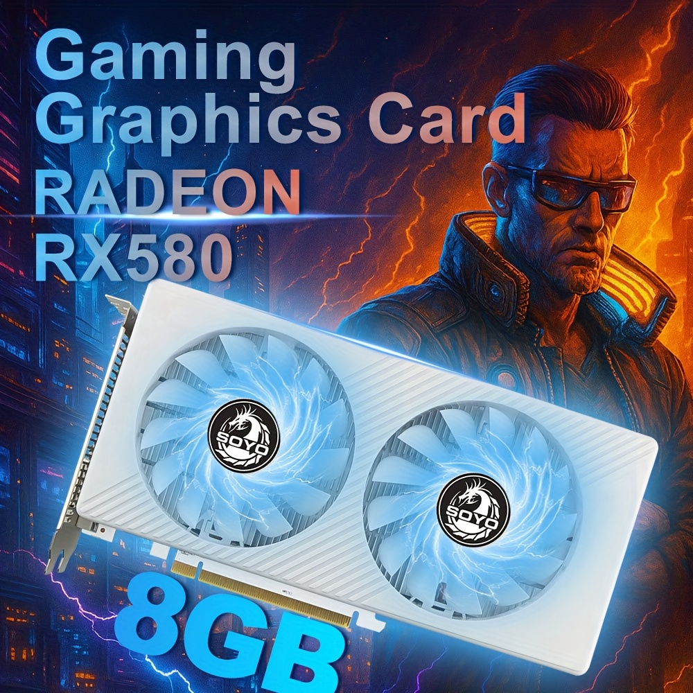 SOYO Radeon RX580 8GB Tarjeta Gráfica AMD, GPU para PC Gaming con DVI