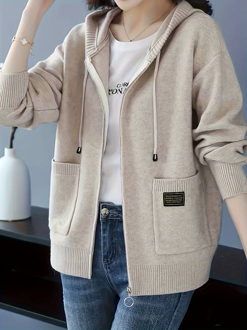 womens burgundy zip hooded jacket elegant winter coat with full zip front closure hooded collar white long sleeve for casual formal wear hand clean no belt