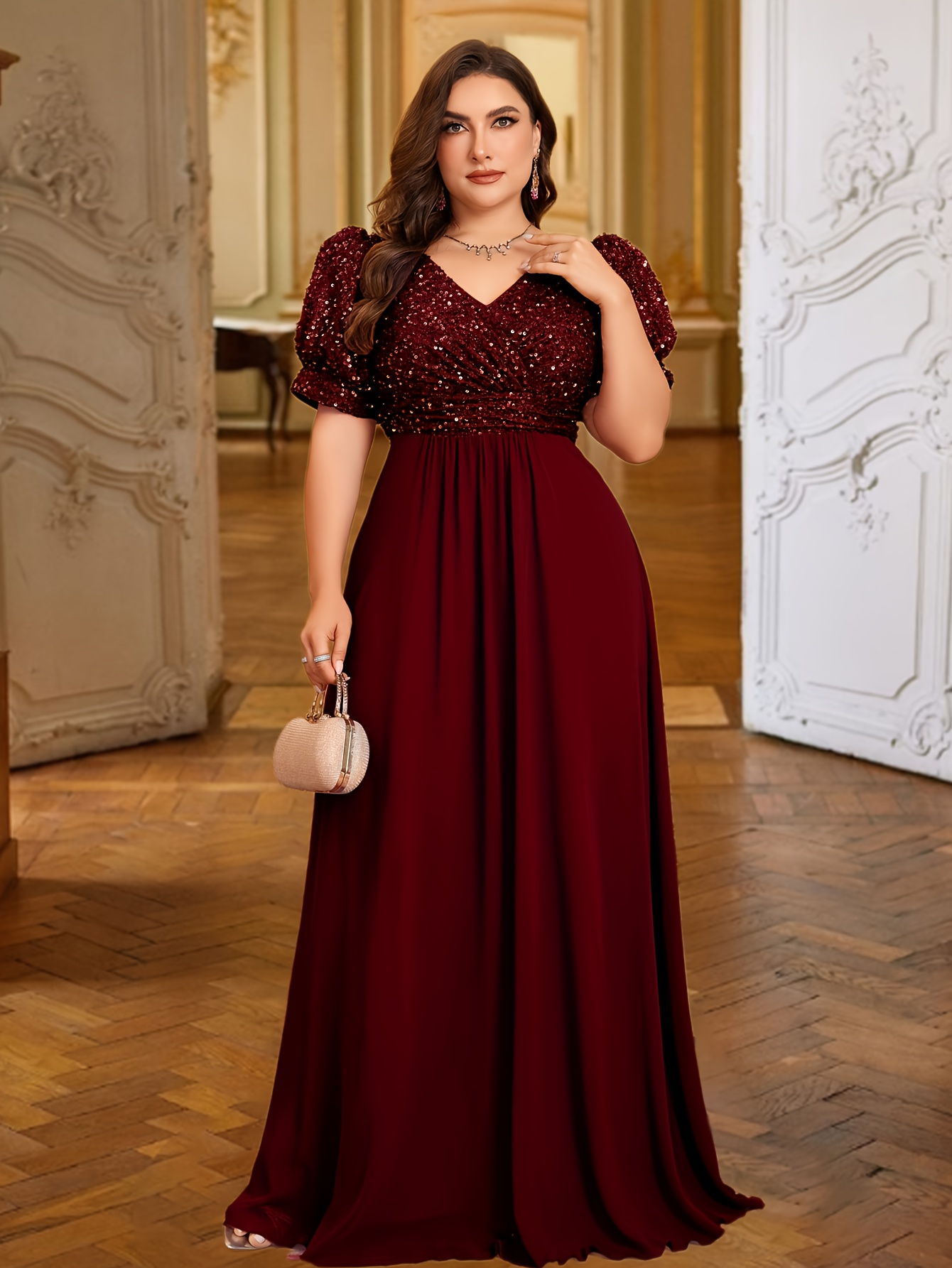 earrings for formal dress Duntery Plus Size Bridesmaid Dress One Shoulder Pleated Simple Chiffon Maxi Plus Size Dress, Terracotta main image 0