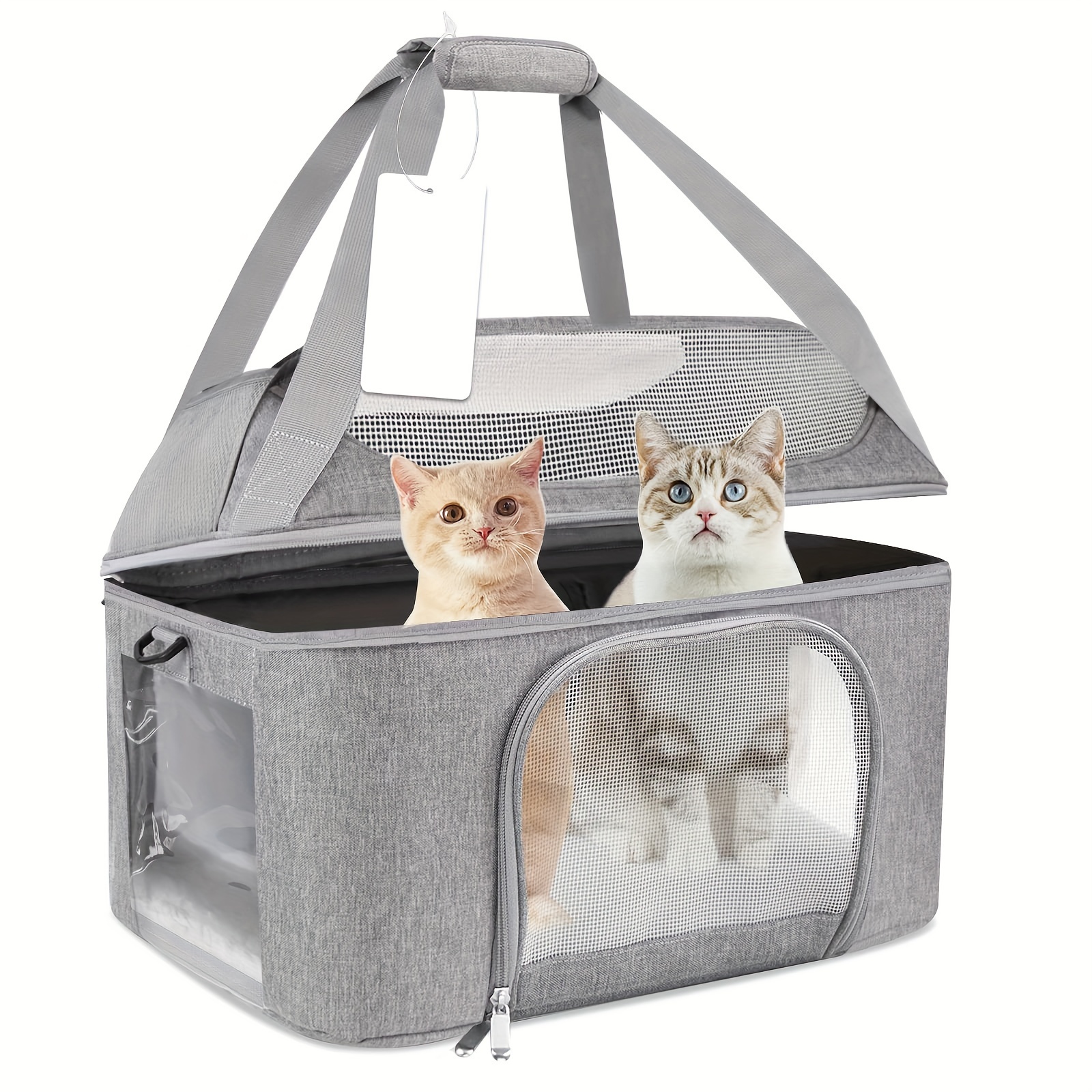 

Cozy Gray Pet Carrier Bag With Zipper Closure - Polyester, Ideal For