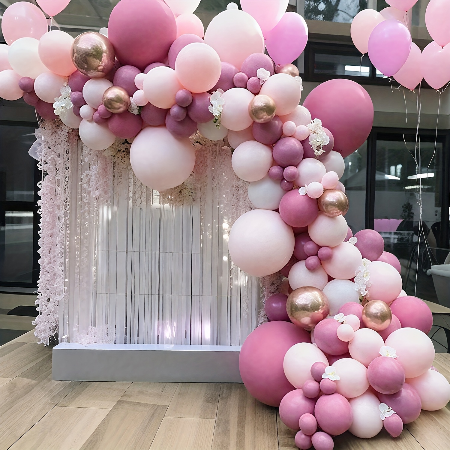 Image of 96pcs Pink Latex Balloons For Valentine's Day, Birthday, Wedding, Bridal Shower, Graduation Ceremony, Anniversary Baptism, Theme Parties, Background, Home Decor, Halloween, Christmas, New Year
