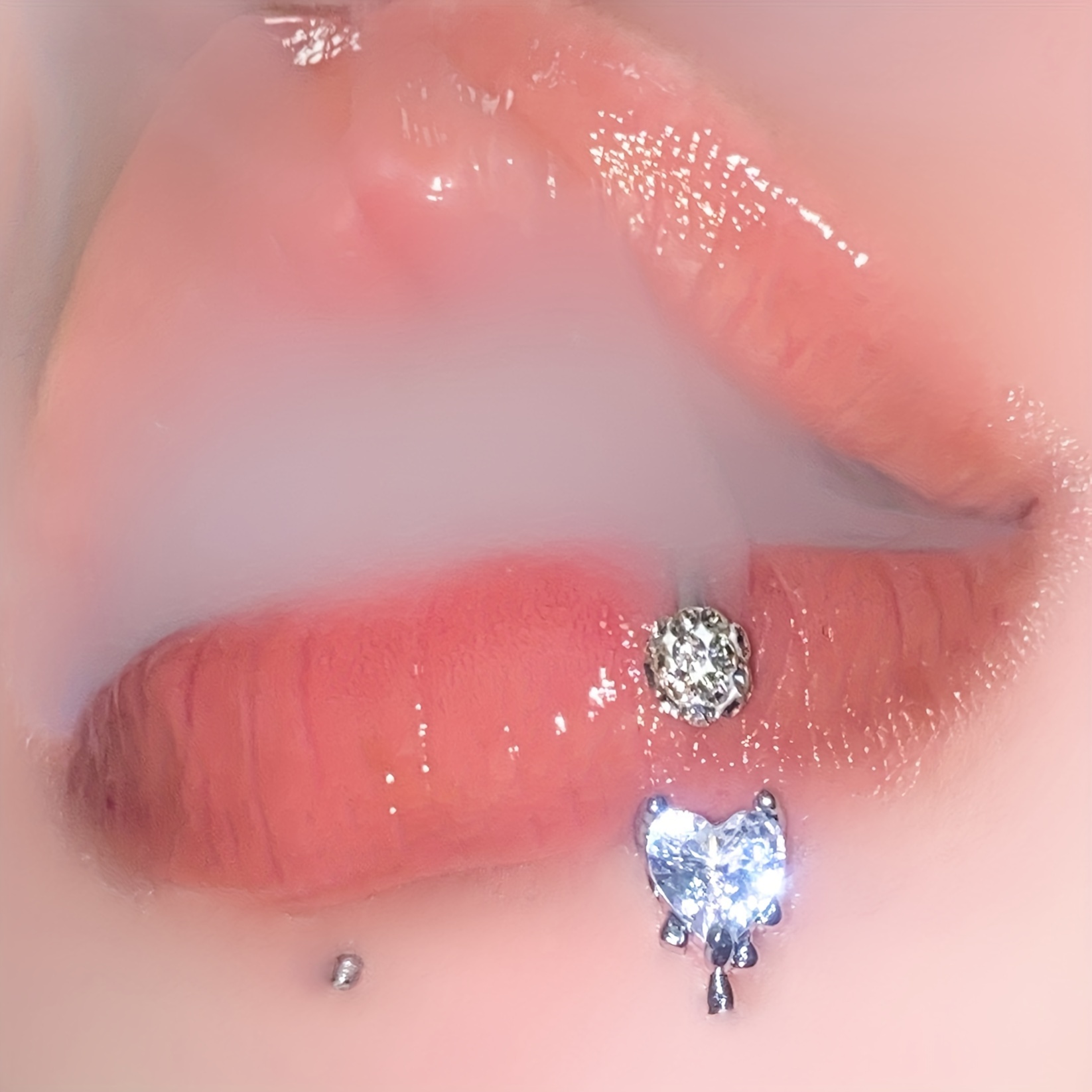 1pc 4pcs elegant   stainless steel lip ring with heart shaped cubic zirconia no plating synthetic zirconia inlay body piercing jewelry for women suitable for daily   festivals   accessory