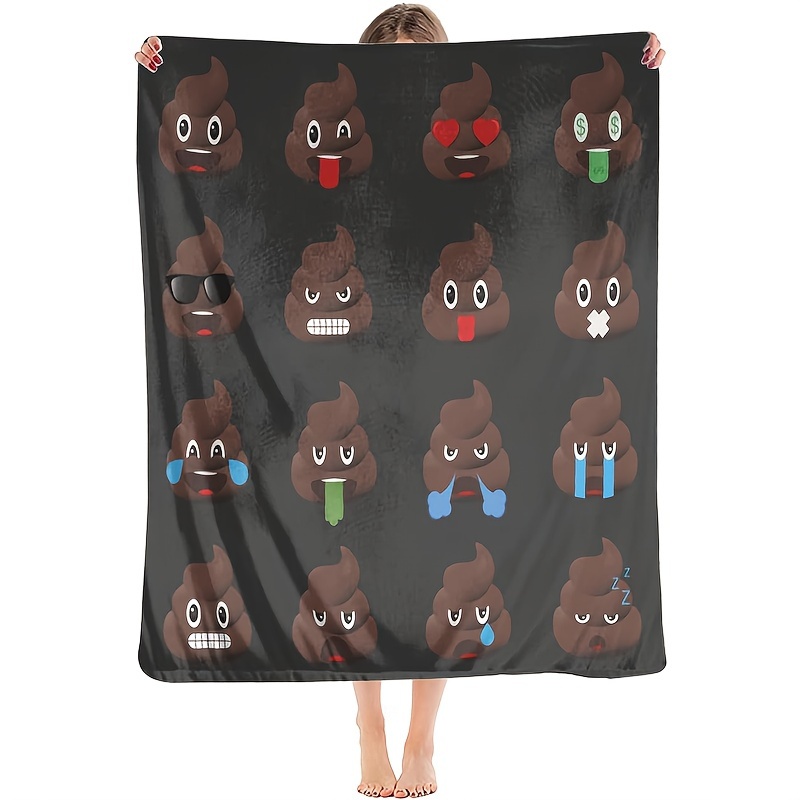 

Style Flannel Throw Blanket With Whimsical Poop Characters - Soft, Knitted, All-season Comfort, Digital Print, 100% Polyester, Medium Weight (200-250g)