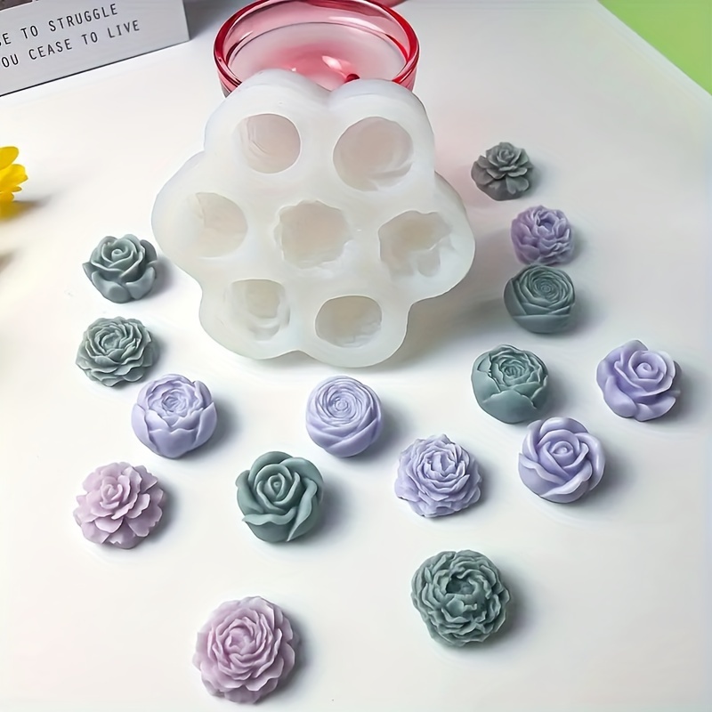 

Silicone Rose Flower Mold, 7-cavity 3d Floral Shape Silicone Mold For Diy Crafts, Soap Making, Baking, Candle Creation, Chocolate - Durable, Easy To Use, 1pc