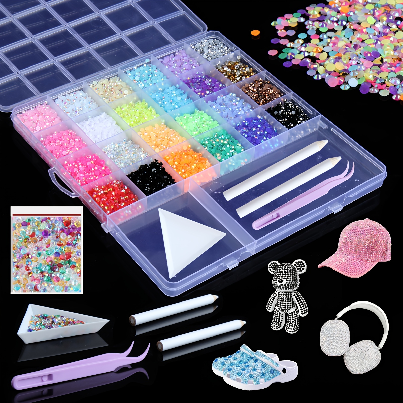 about 17900pcs   colors rhinestones for bedazzling for manicure salon craft designs 3mm multicolor rhinestones flatback art   kit with rhinestones for crafting book shoes nail art with pick up pen and curved tweezers