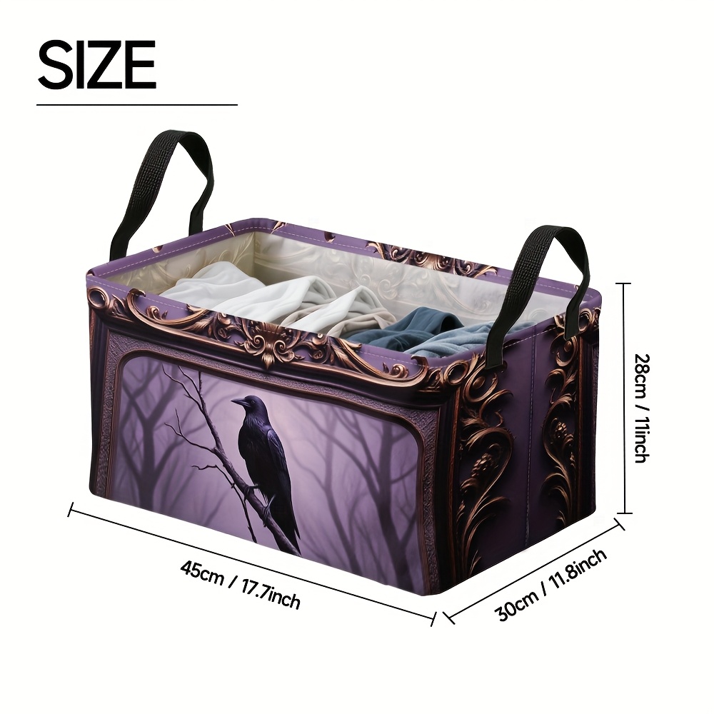 TEMU 1pc Oversized Gothic Open Storage Basket - Square Oxford Polyester Bin With Metal Frame, Spacious Organizer For Embroidery Hoops, Cross-