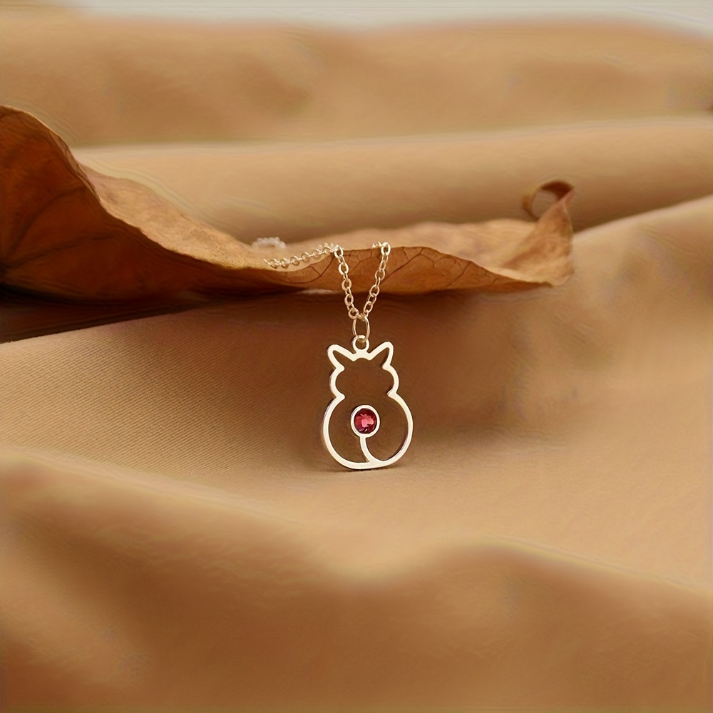 Minimalist Style Birthstone Kitten Necklace, 18K Gold Plated