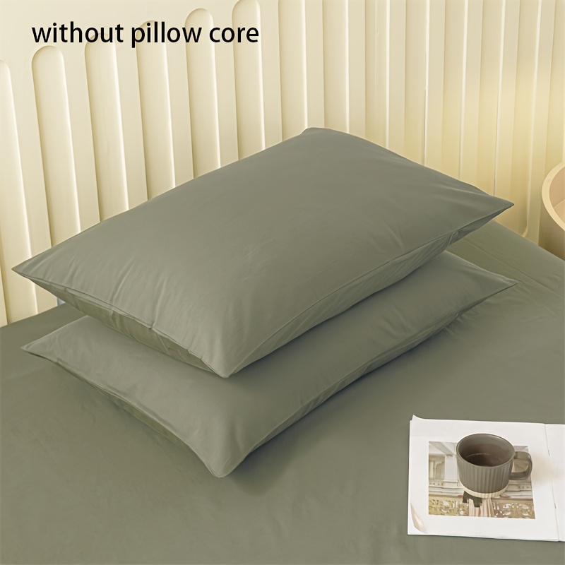 TEMU Parure simple de 2 taies d'oreiller 90g, couleur unie, rectangulaires avec fermeture à , ultra-douces et respirantes, lavables en machine,