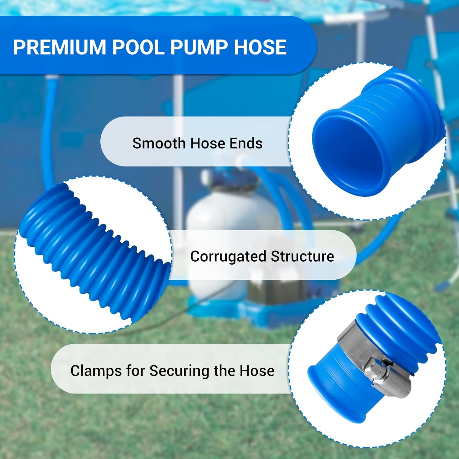 2 Mangueras De Reemplazo Para Piscinas Elevadas - 1.5 Pulgadas, 149.8 Cm De Largo, Material PE+EVA