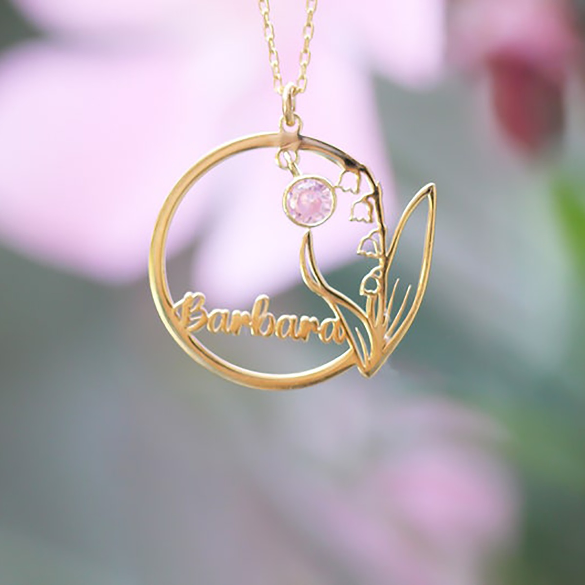 Personalized Birth Flower & Gemstone Necklace for Women