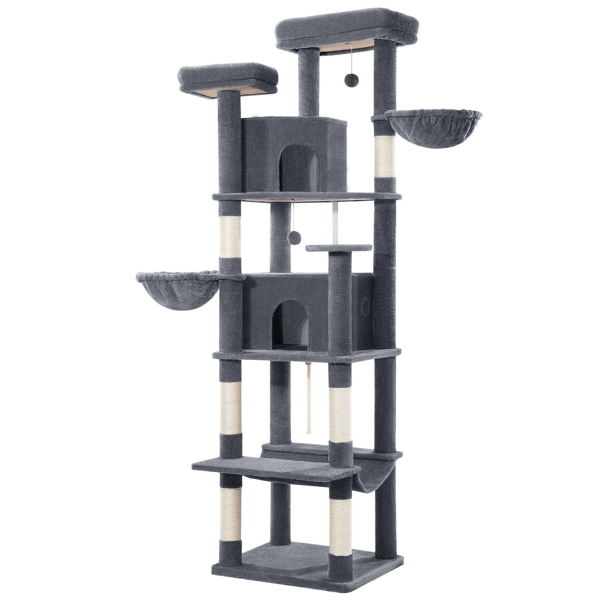 TEMU For Large, 216 Cm Cat Tree, Scratching Post For Large Cats, Stable With Scratching Posts, 2 Comfortable Cat Houses, 2 Perches, 2 Baskets,