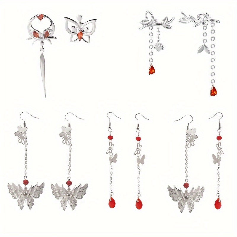 

Butterfly Earrings Butterfly Dangle Bead Earrings Asymmetrical Long Tassel Earrings Earrings