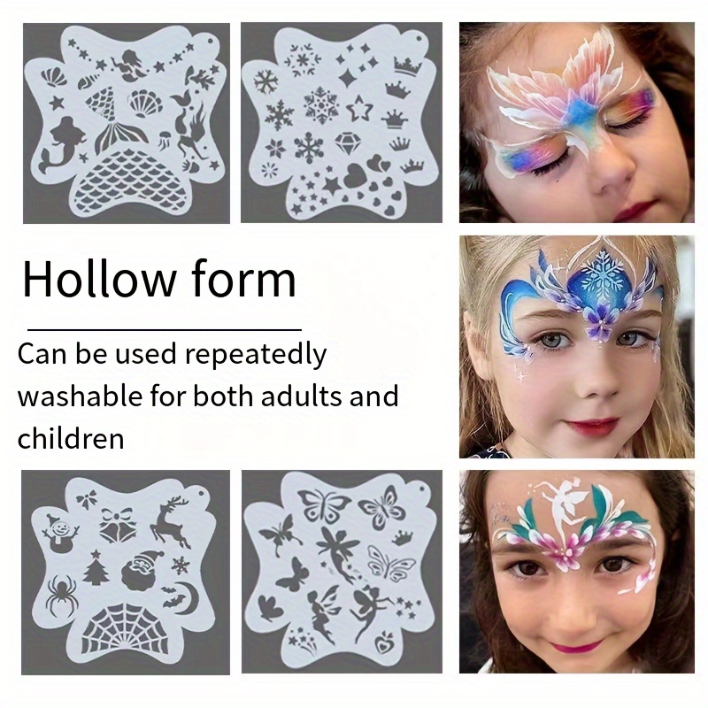 

Kid's Stage Makeup Stencils: Various Patterns For Face Painting Practice - White Plastic Stencils For Artistic Expression