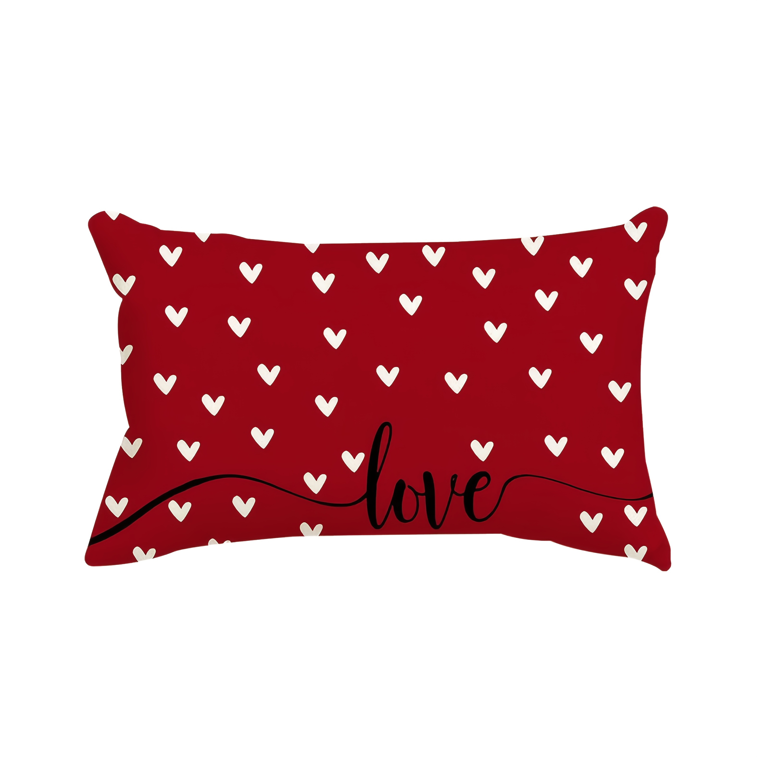 

Valentine's Day Love-themed Throw Pillow Cover 12x20 - Red, Zippered Polyester For Home & Sofa Decor