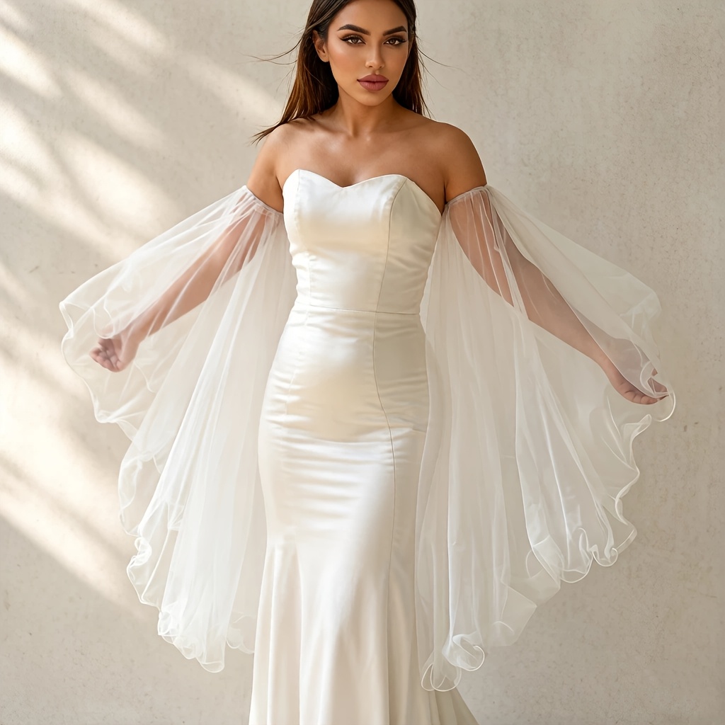 A Pair Of Elegant White Victorian Long Tulle Gloves, Cute * * Bridal  Sleeves Wedding Dress Accessories Arm Covers for Wedding Costume Women  Evening Prom Party Bride Gift VM175-I