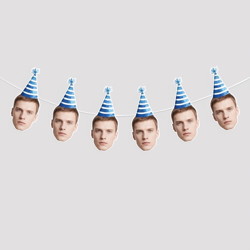 6pcs Custom Photo Face Banner with Party Hats
