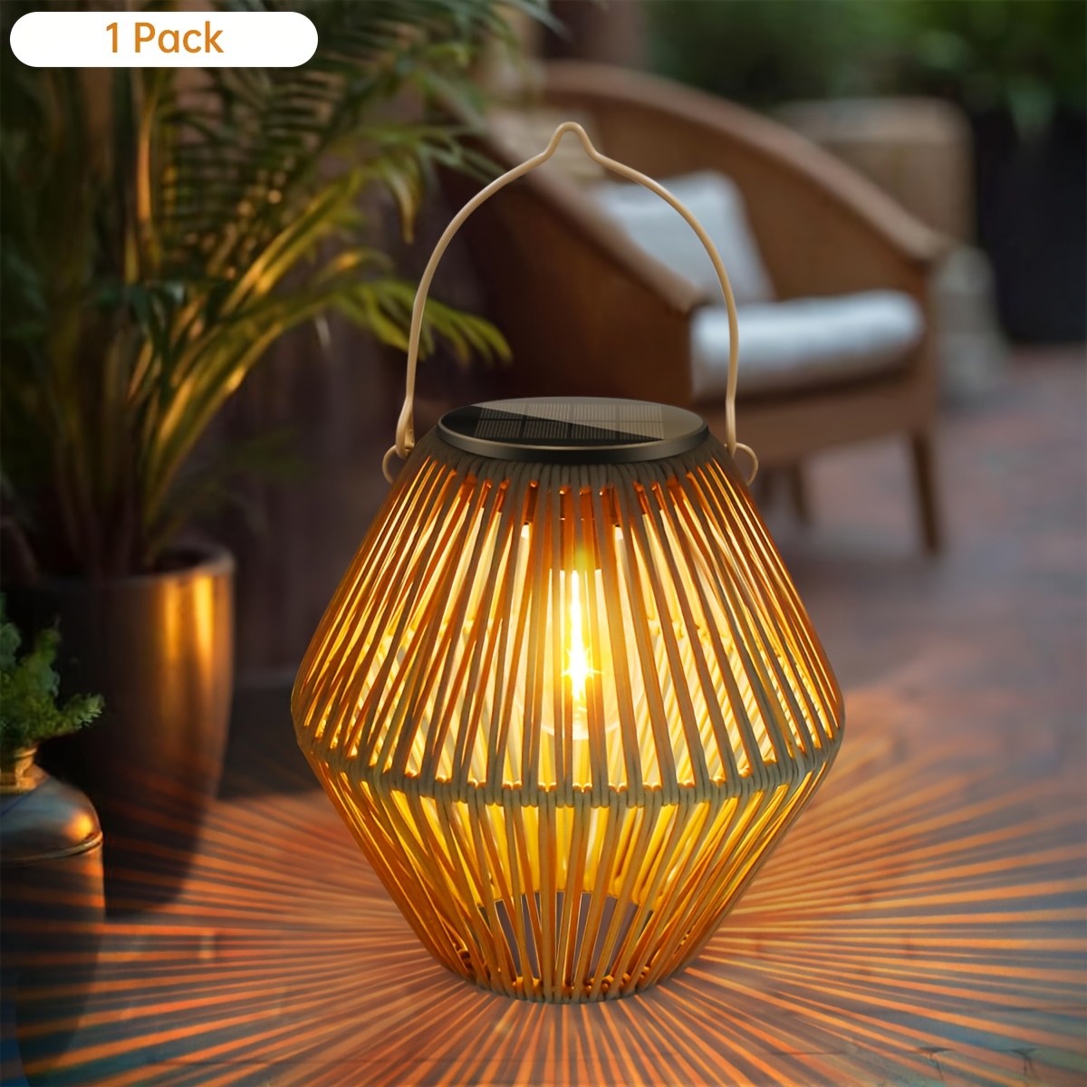 Solar Rattan Lantern, Diamond/cylinder Lamp Ip65 Rattan Lantern, Festive Atmosphere Lamp, Landscape Lamp, Hanging Lamp, Suitable For Garages, , Corridors And , Gift For /family