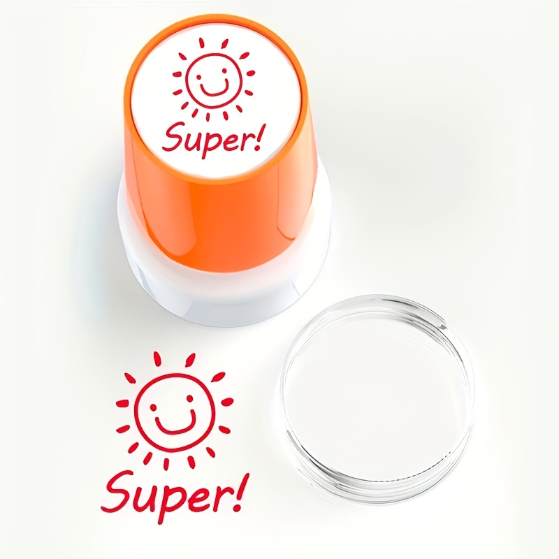 Image of 1pc Super Stamp, Student Stationery, Teacher Stamp, Office Supplies, Motivational Stamp Automatic Ink, Praise Stamp Encouragement Stamp, Suitable For Learning Classroom Use