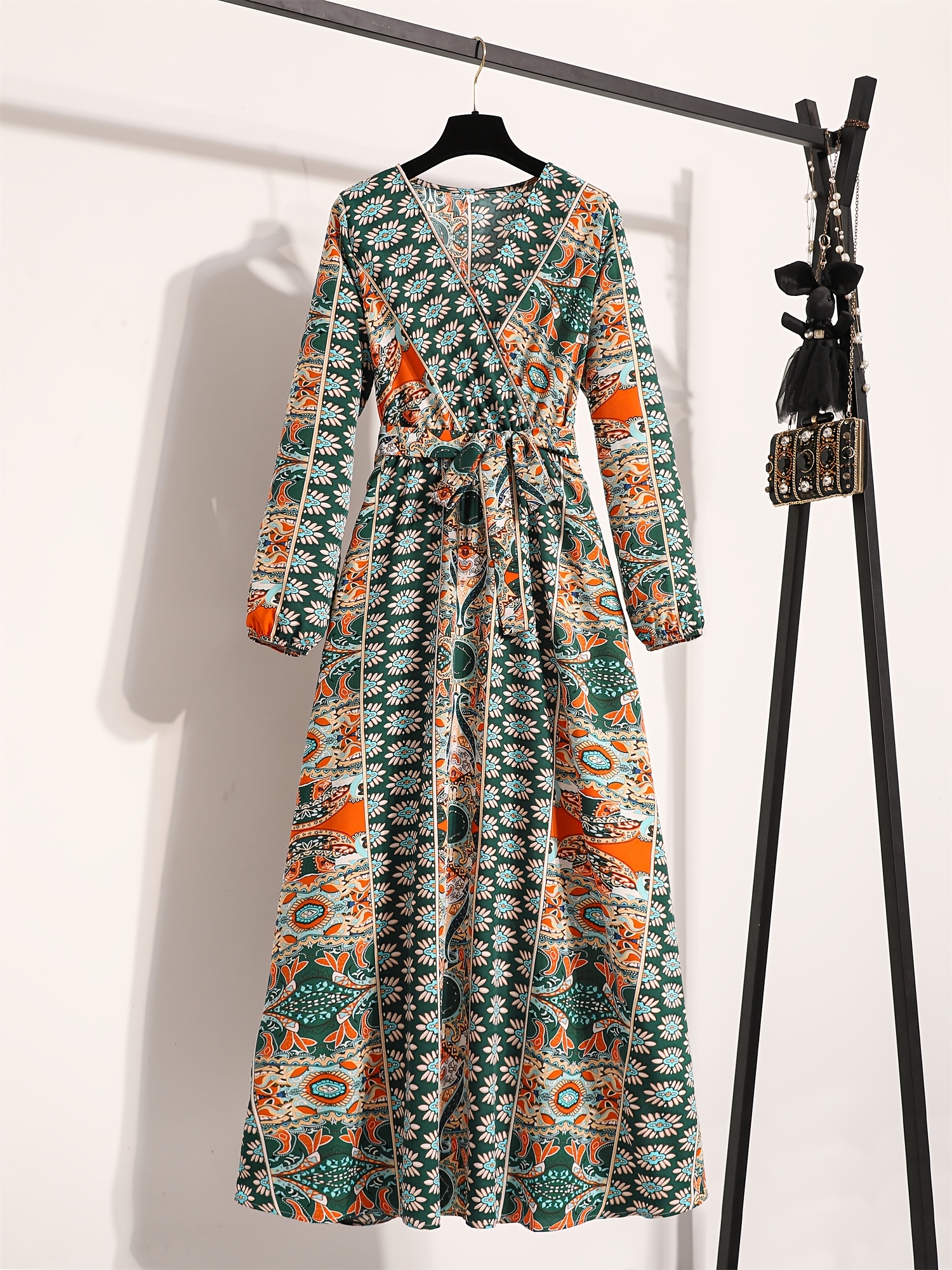 green emerald velvet dress 1930s Deep V-Neck Mesh Sequined Maxi Dress main image 1