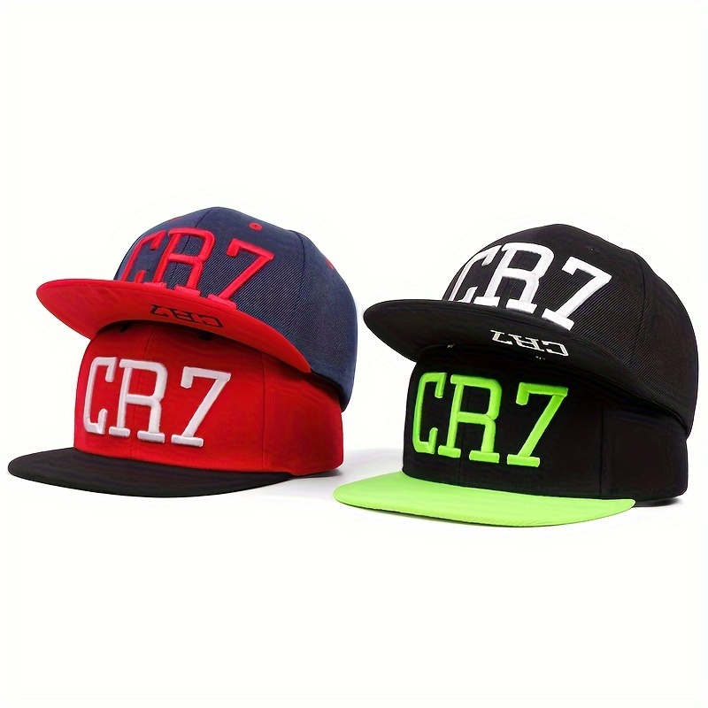 

Fashion Boys Letter Cr7 Embroidered Flat Brim Hat, Outdoor Sunshade Baseball Hat