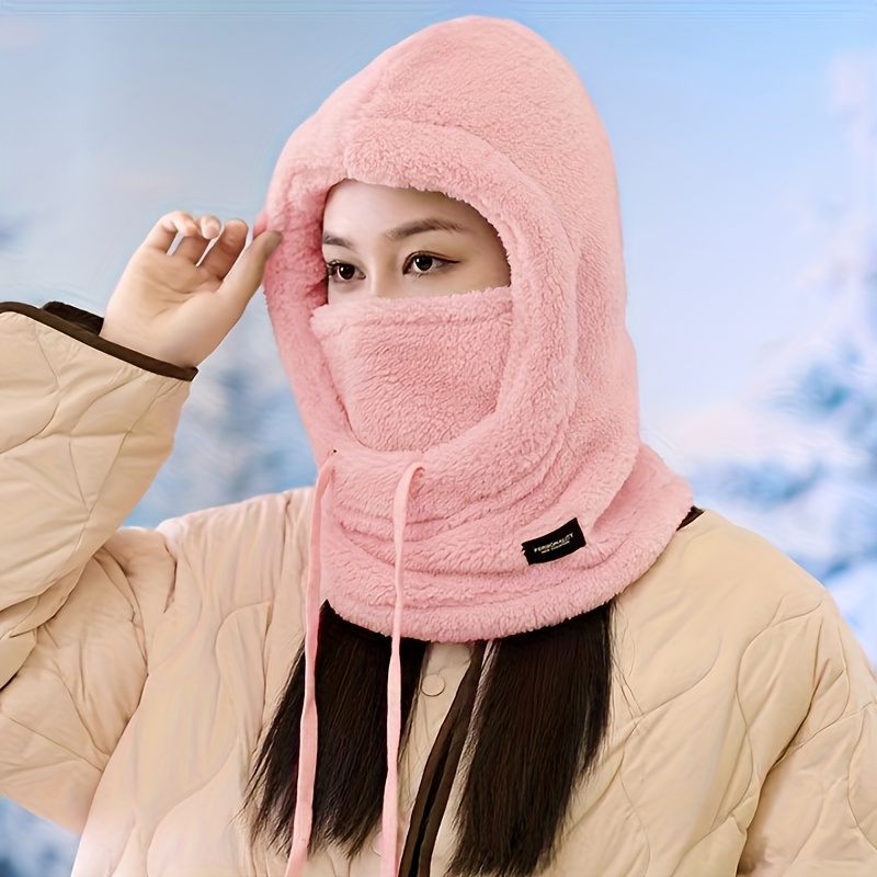 TEMU 1pc Neck Gaiter, Mask, And Hat Combo For Women - Winter Cycling Thermal Accessory, -lined And Thickened Face Cover, Windproof And Cold-resistant