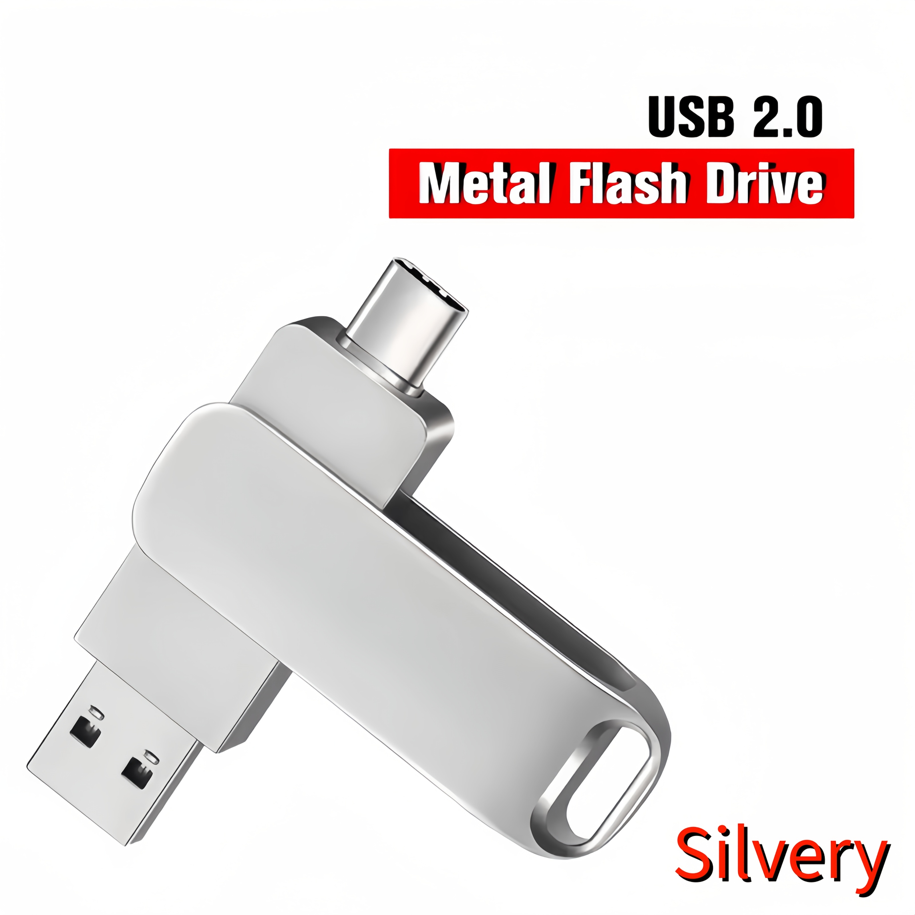 TEMU Clé USB 2.0 Type-C 128 Go | Clé de haute vitesse, Support OTG, Boîtier métallique durable, Plusieurs couleurs disponibles, Plug and Play pour