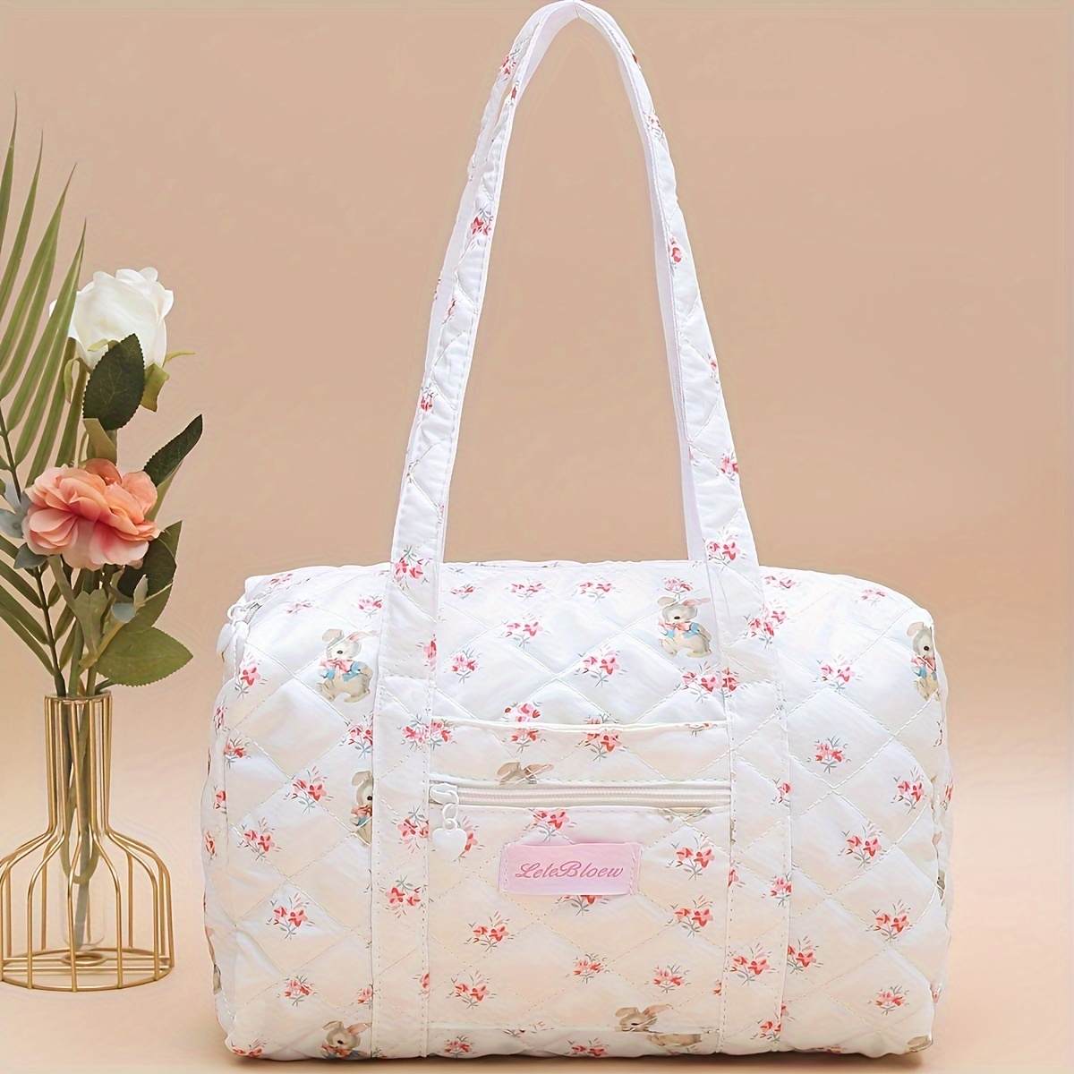 

1pc Embroidered Polyester Tote Bag For Women - Shoulder Bag , , And Polyester Lining For