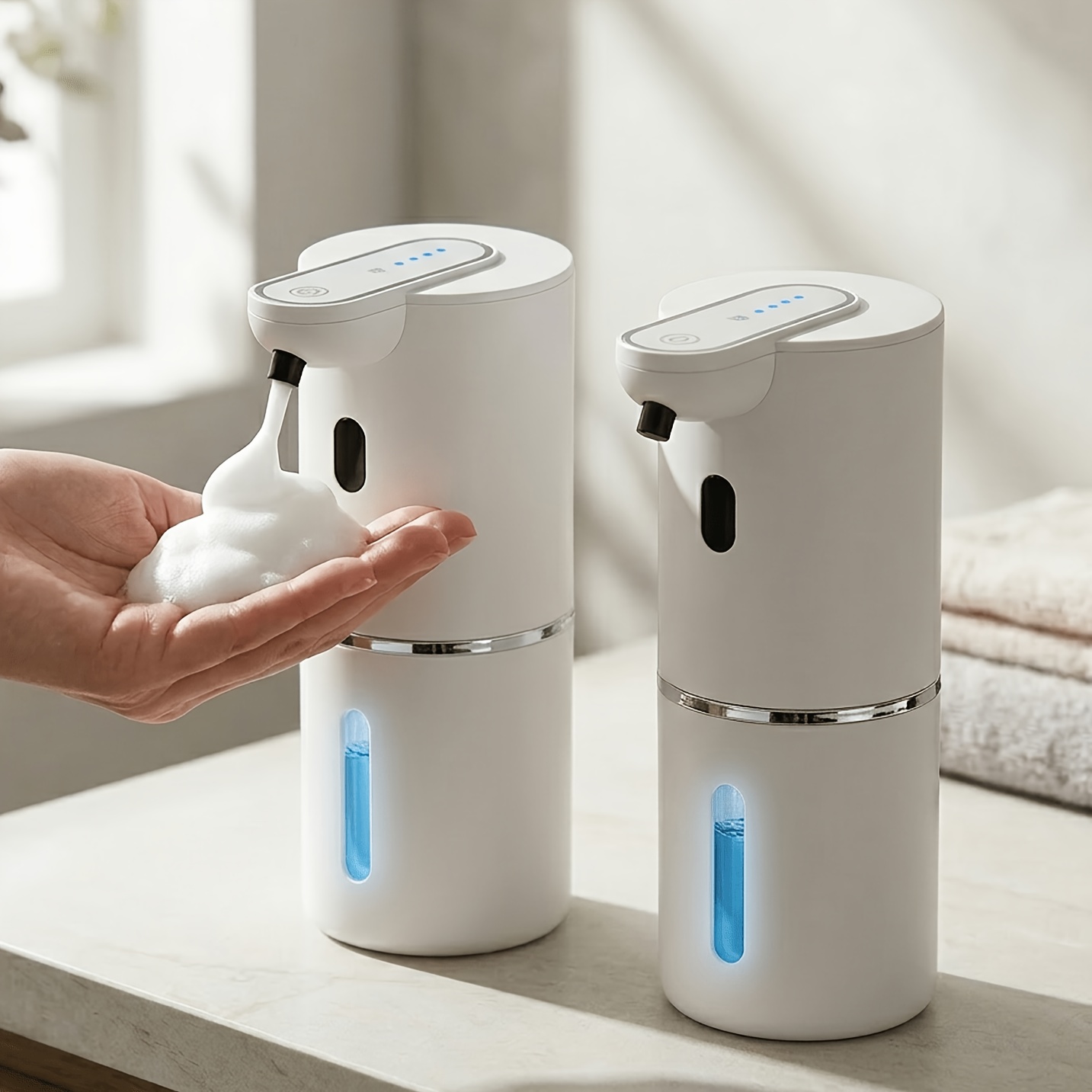 2pcs 380ml Usb Charging Automatic Soap Dispenser, Touchless Sensor Hand Dispenser, For Kitchen And Bathroom Daily Use, Bathroom Dispenser | Modern Dispenser | Touchless Dispenser