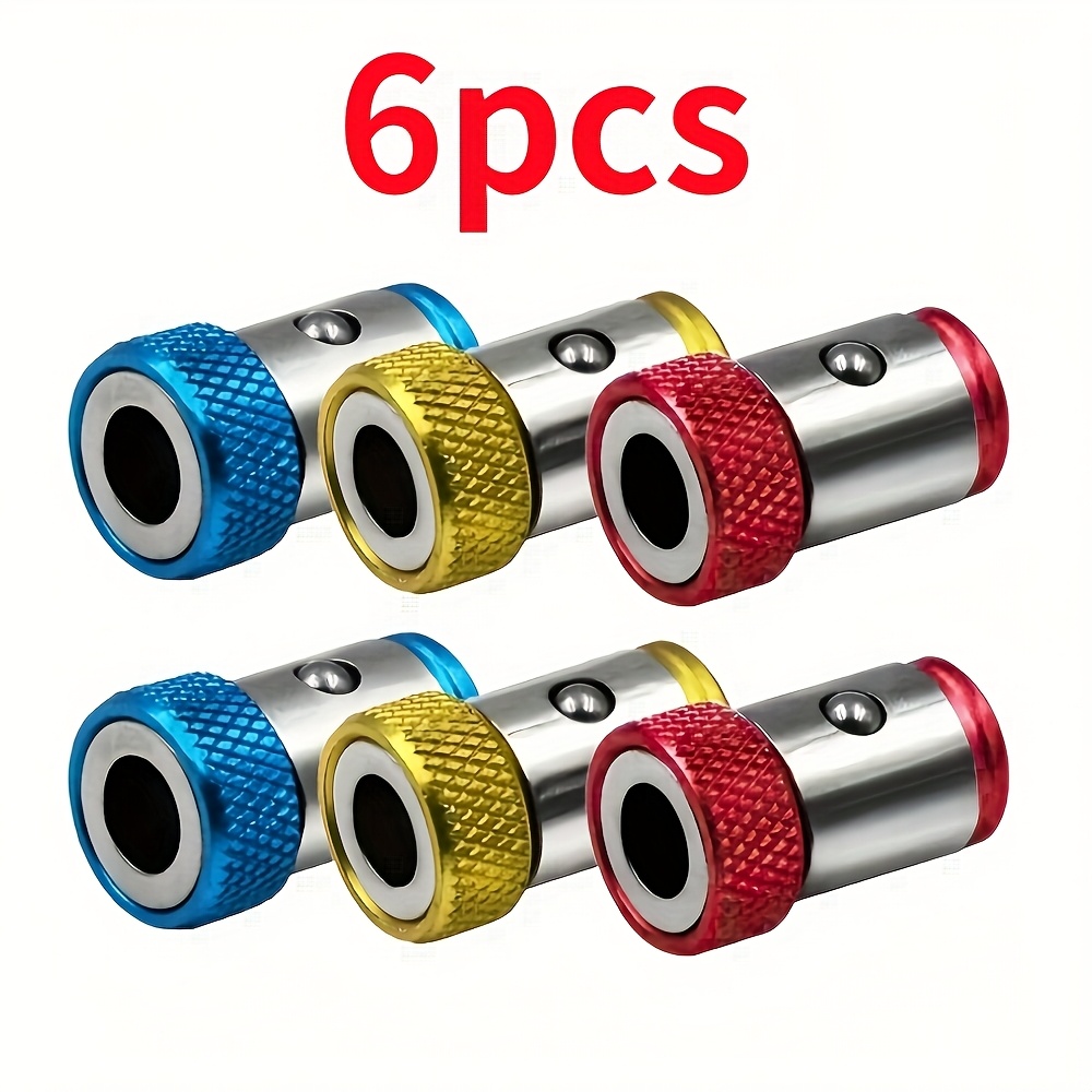 A Set Of 6 Universal Magnetic Screwdriver Bit Set, Using Anti-slip Alloy Metal Magnetic Ring Design, Suitable For Cross Screwdriver Bits, No Electricity Required