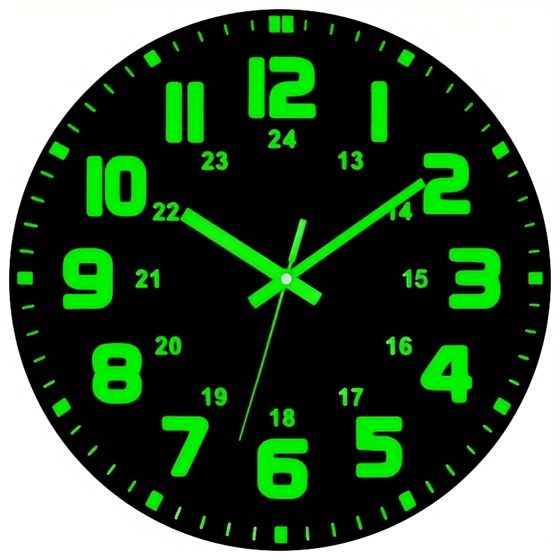 TEMU 1pc 10" Inch Wall Clock Decor Glowing Wall Clock Wooden Round Wall Clock, Wall Clocks Battery Operated, For Bathroom Bedroom Living Room Office Decor (aa Not Included)