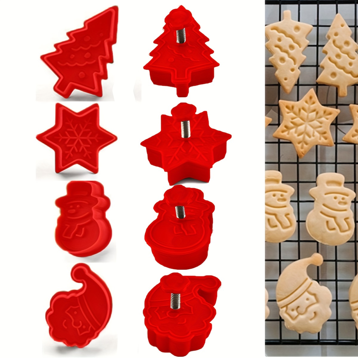 

4pcs Christmas 3d Stainless Steel Set, Snowman/christmas Tree/santa Claus/snowflake Creative Press Cookie Molds, Kitchen Baking Tools For Holiday Baking