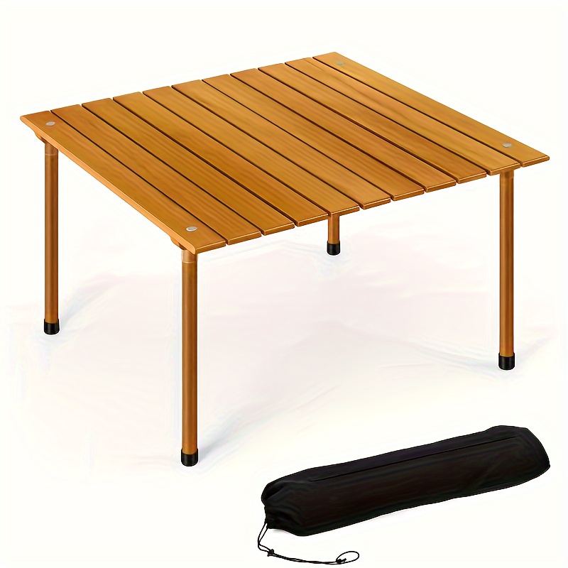 

Portable Camping Table, Roll-up Wooden Folding Beach Table With Carrying Bag For Outdoor Cooking, Picnics, Beach, Backyard, Barbecue And Party