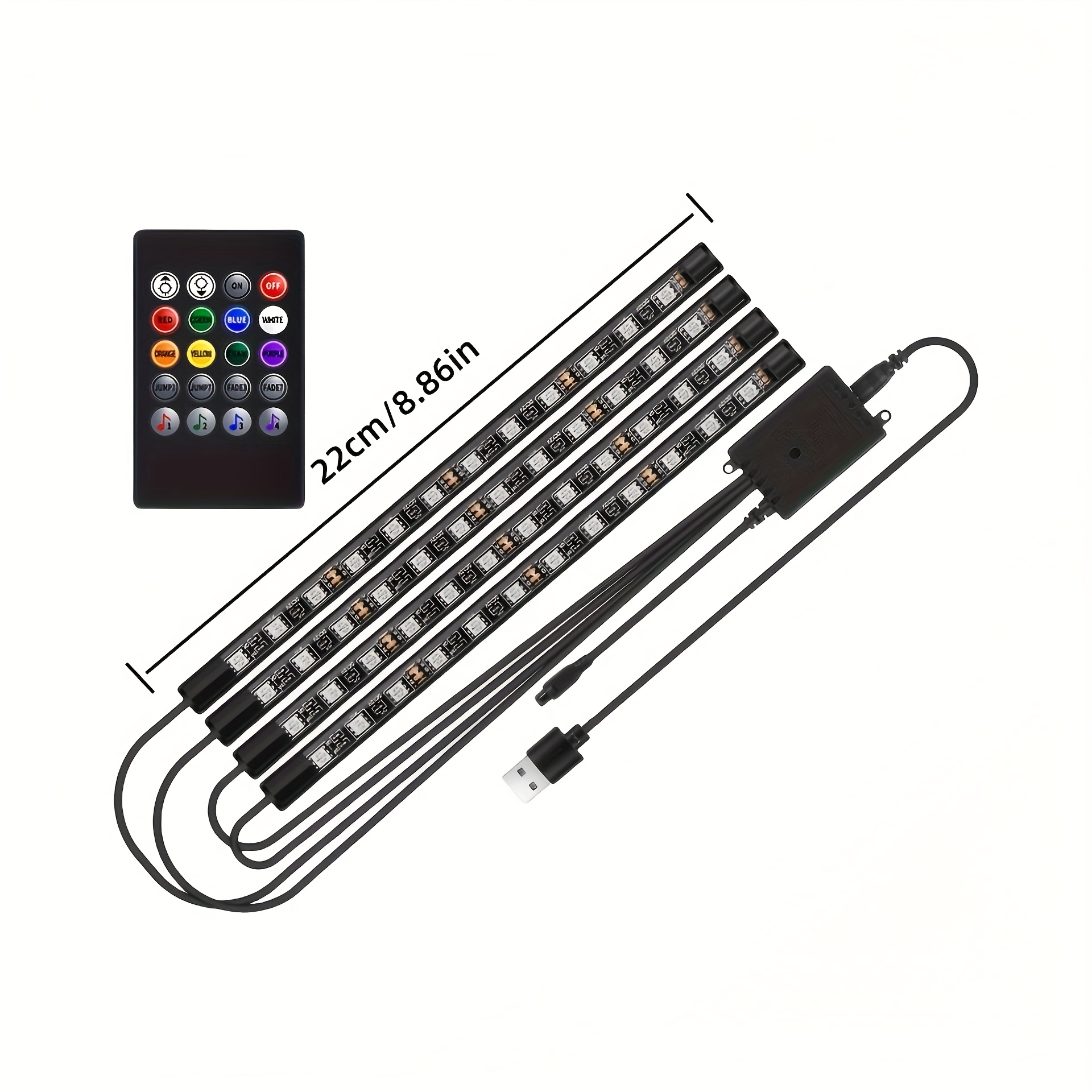 Luci Atmosfera Auto USB - 4 LED Multicolore, Regolabili, Per Auto O PC - Foto 11