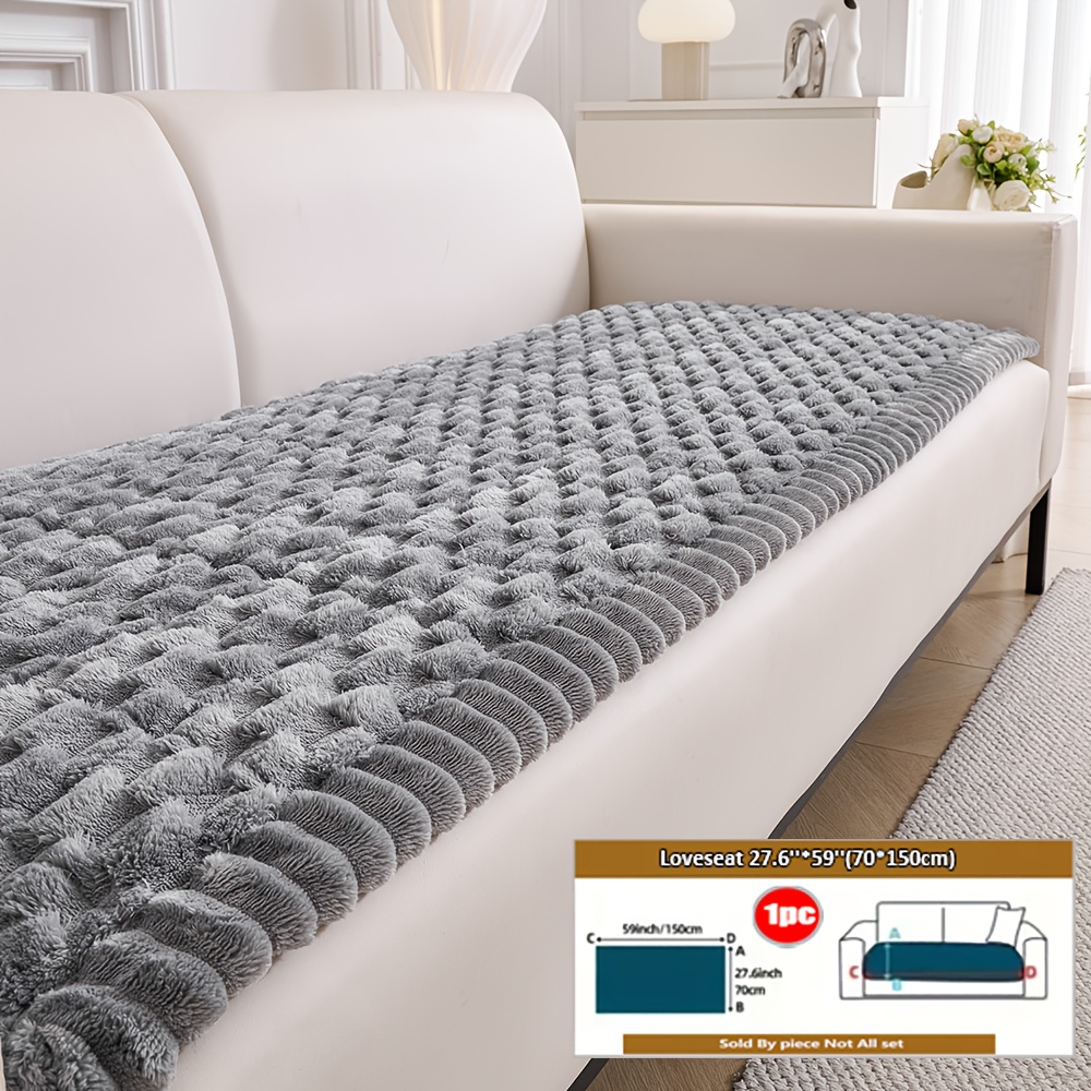 TEMU 1 coussin de canapé épais de couleur unie, style européen , style moderne, anti-dérapant, chaud, en peluche courte, protection de canapé adaptée