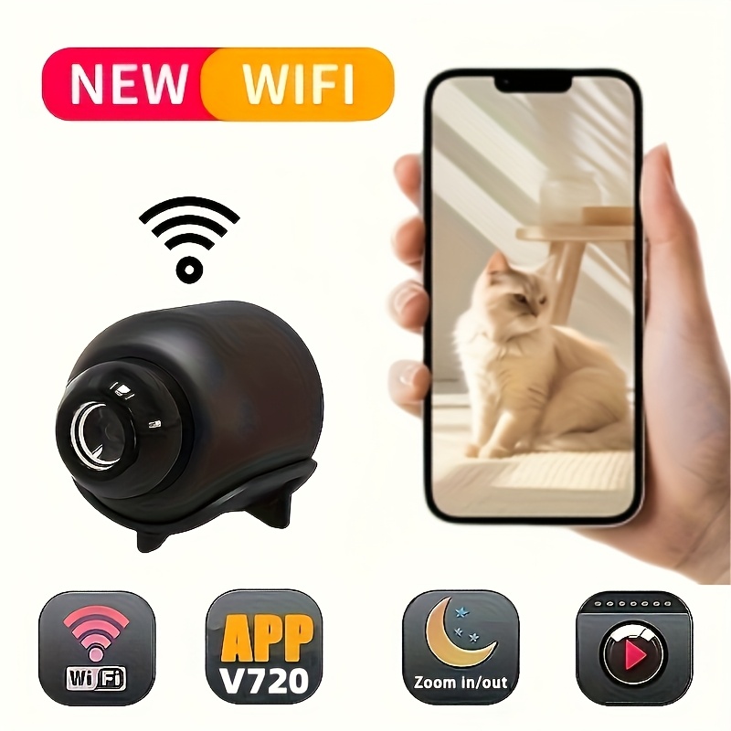1pc Camera, Video Surveillance Device, 480P Pixel, WiFi Connectivity, Mounted Receiver Camera, Mobile APP Control for Viewing Surveillance, Suitable For Indoor Use In Living Room, Office, Car, Can Be Used As A Holiday Gift